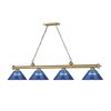 Z-Lite Cordon 4 Light Billiard, Rubbed Brass & Dark Blue 2306-4RB-ARDB